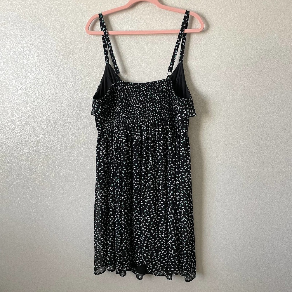 Torrid Mini Dress Size 1X Black White Ditsy Heart Chiffon Ruffle Sleeveless NEW - Picture 11 of 14